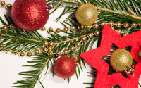 Christmas decorations on a fir branch wallpaper 3840x2160 jpg