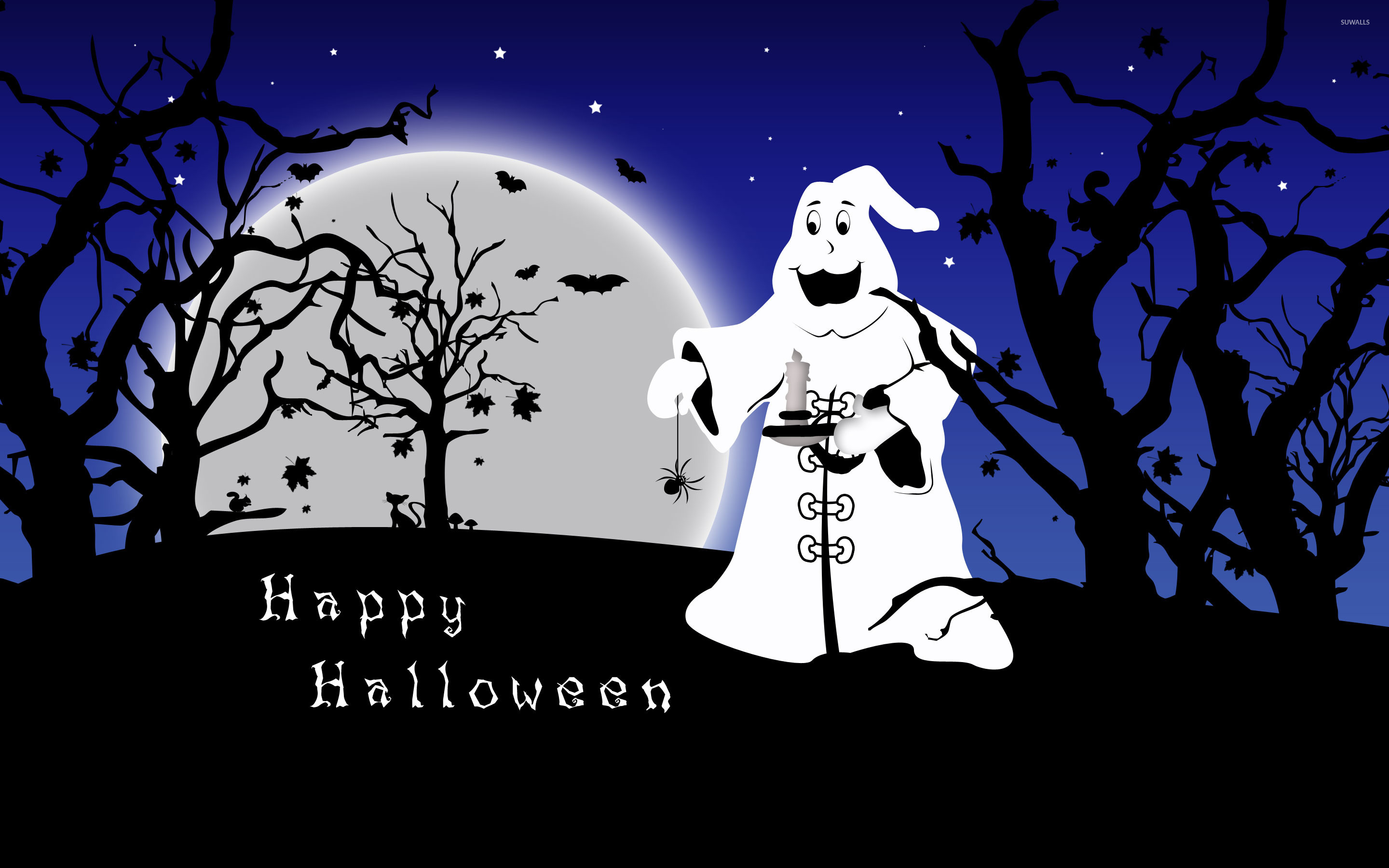 Ghost under the full moon wallpaper - Holiday wallpapers - #24271