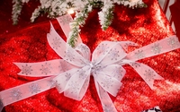 Gift under the snowy Christmas tree wallpaper 1920x1200 jpg