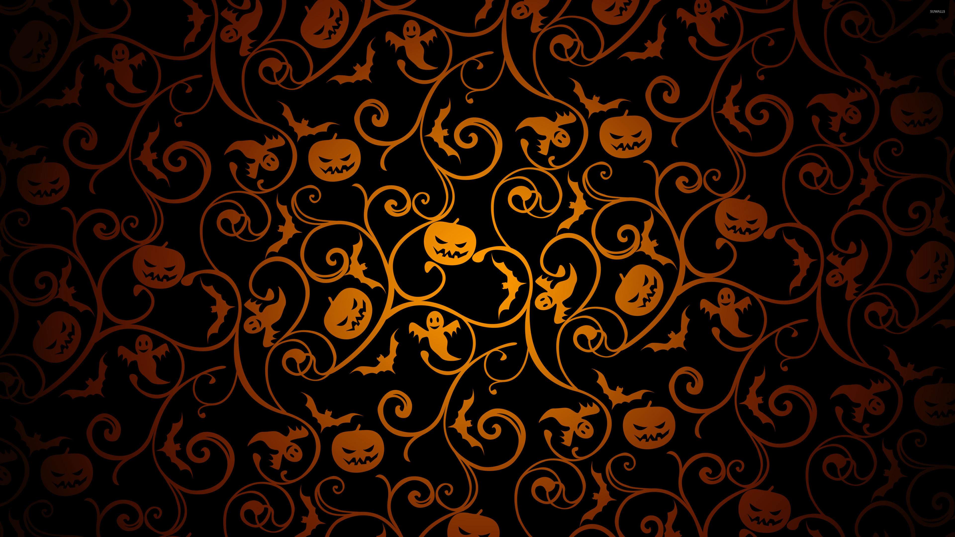 Halloween pattern on black wallpaper - Holiday wallpapers - #49233
