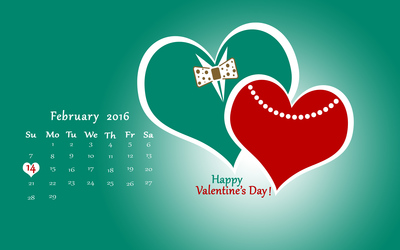 Heart couple Valentine's Day calendar wallpaper