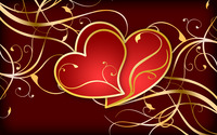 Hearts on golden swirls wallpaper 2880x1800 jpg