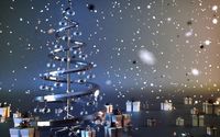 Metallic Christmas tree with transparent baubles wallpaper 1920x1080 jpg