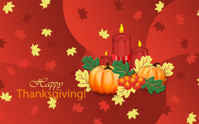 Pumpkins and candles on Thanksgiving Wallpaper