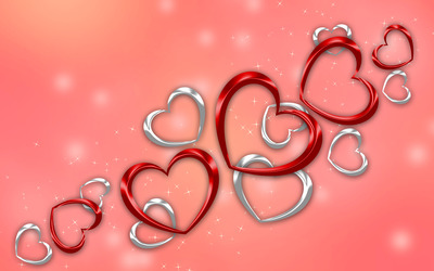 Red and silver hearts wallpaper