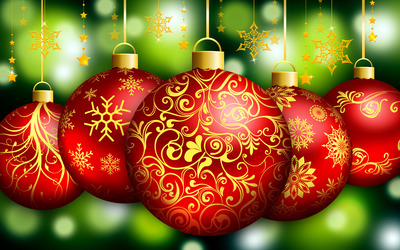 Red Christmas ornaments wallpaper