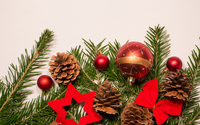 Red Christmas ornaments on fir wallpaper 2880x1800 jpg