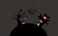 Spooky pumpkin tree near a haunted house wallpaper 2880x1800 jpg
