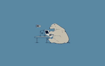 Polar bear on the computer Wallpaper