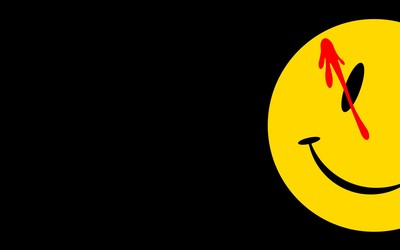 Comedian's badge reaching from the darkness - Watchmen wallpaper