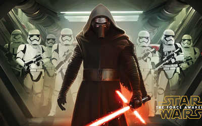 Kylo Ren with stormtroopers - Star Wars: The Force Awakens wallpaper
