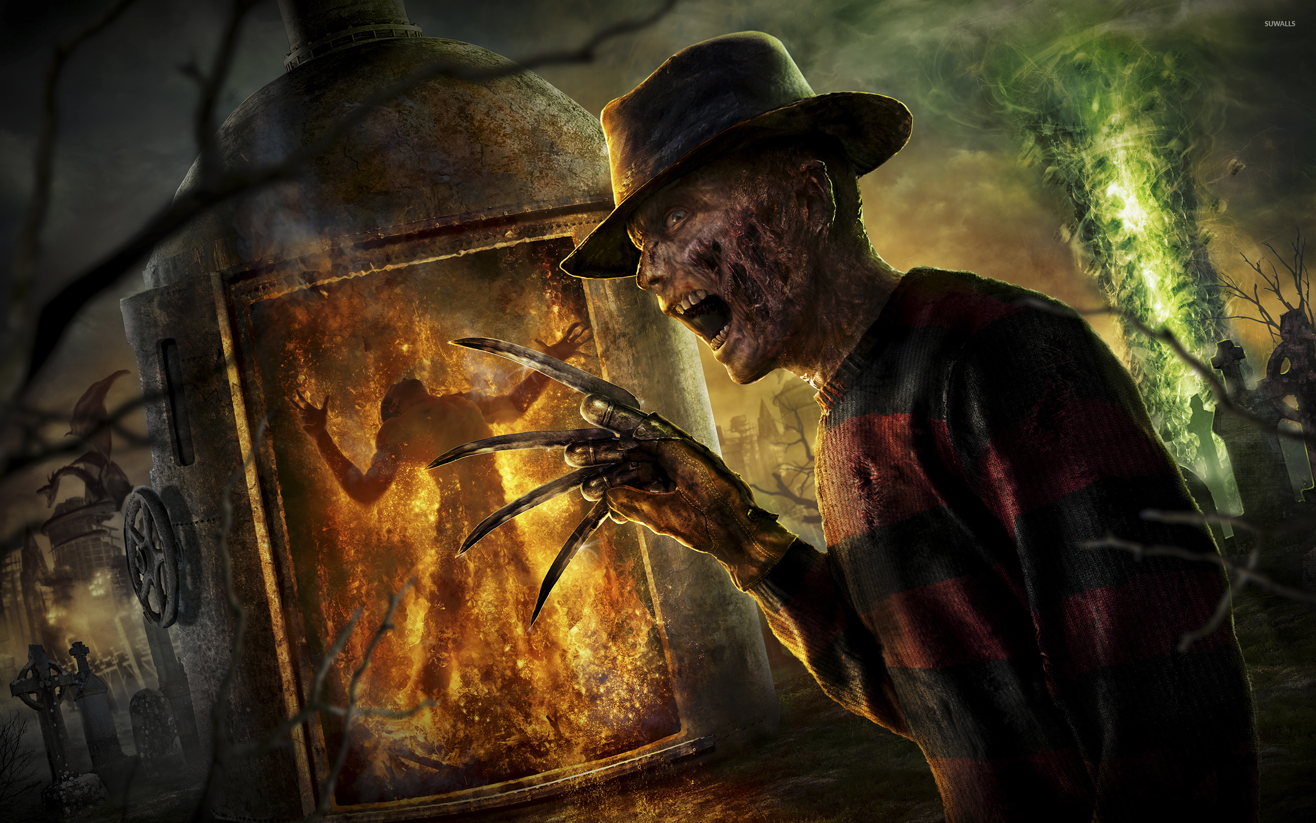 Scary Freddy Krueger In A Nightmare On Elm Street Wallpaper