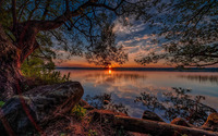 Amazing sunset by the lake wallpaper 1920x1200 jpg