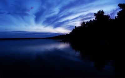 Amazing sunset sky at the lake wallpaper