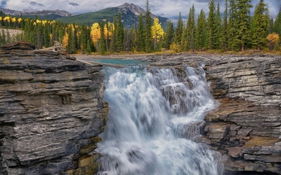 Athabasca Falls in Jasper National Park Wallpaper