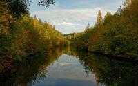 Calm river splitting the autumn forest wallpaper 1920x1080 jpg