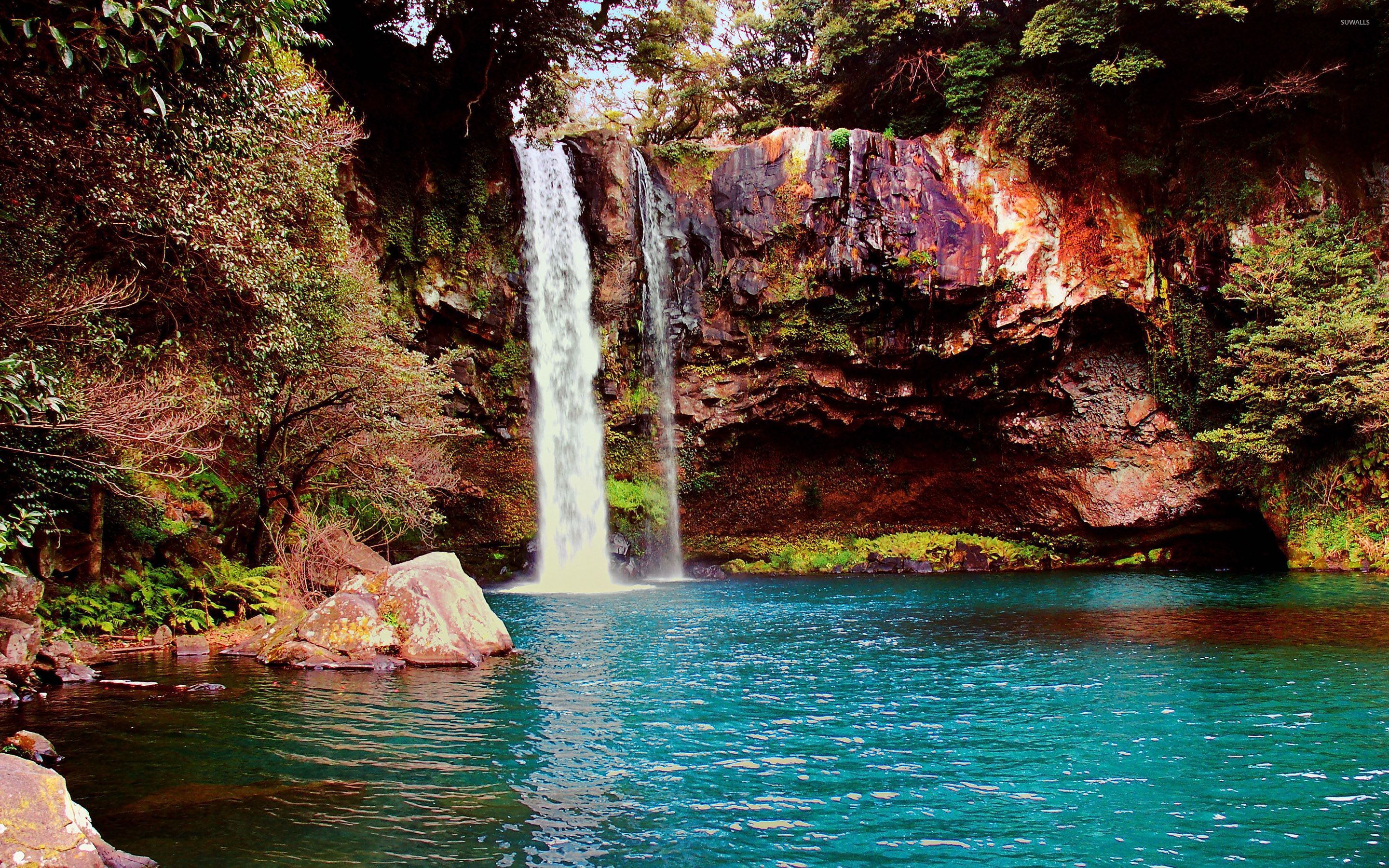 Cheonjiyeon waterfall  South Korea  wallpaper Nature 