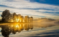 Clouds reflecting in the foggy water wallpaper 2560x1600 jpg