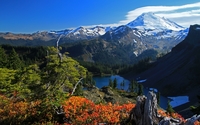 Gorgeous view of the lake from the high mountain peak wallpaper 2560x1600 jpg