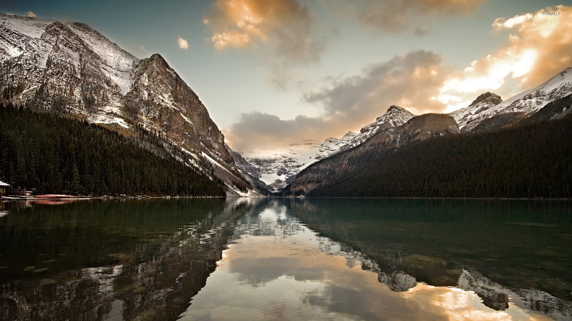 природа озеро горы скалы отражение облака загрузить