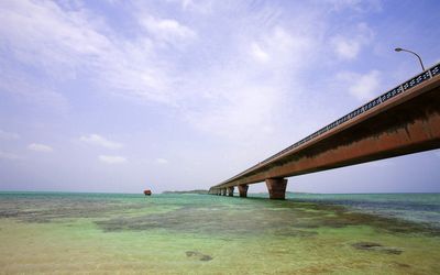 Long bridge to the island wallpaper