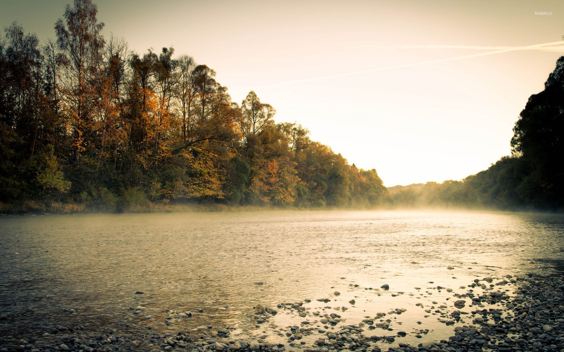 Сумерки осень закат река загрузить