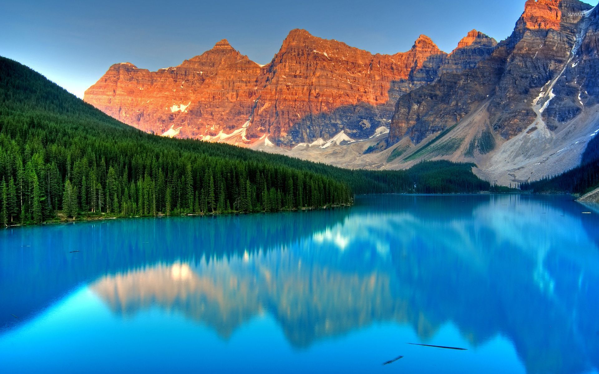 Beautiful Blue Clear Water In Moraine Lake Wallpaper Nature