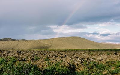 Rainbow ending behind the hill Wallpaper