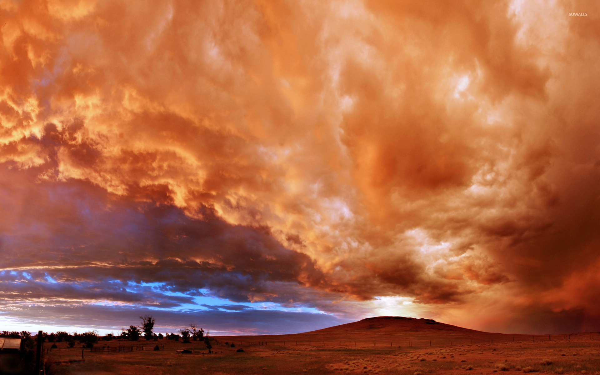 Red clouds at sunset wallpaper 1920x1080. 