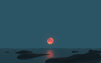 Red moon over the sea wallpaper 1920x1200 jpg