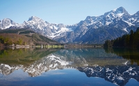 Rocky mountains reflecting in the lake wallpaper 1920x1200 jpg