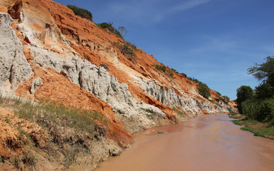 Rusty hills on the river side wallpaper