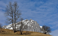 Snow on rocky mountain hill wallpaper 2560x1600 jpg