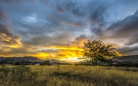 Splendid golden sunset behind the mountain peaks wallpaper 2560x1600 jpg