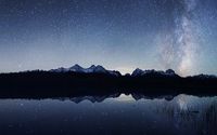 Starlit sky reflecting in the lake wallpaper 1920x1080 jpg