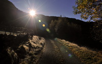 Sunny path through the mountains wallpaper 2560x1600 jpg