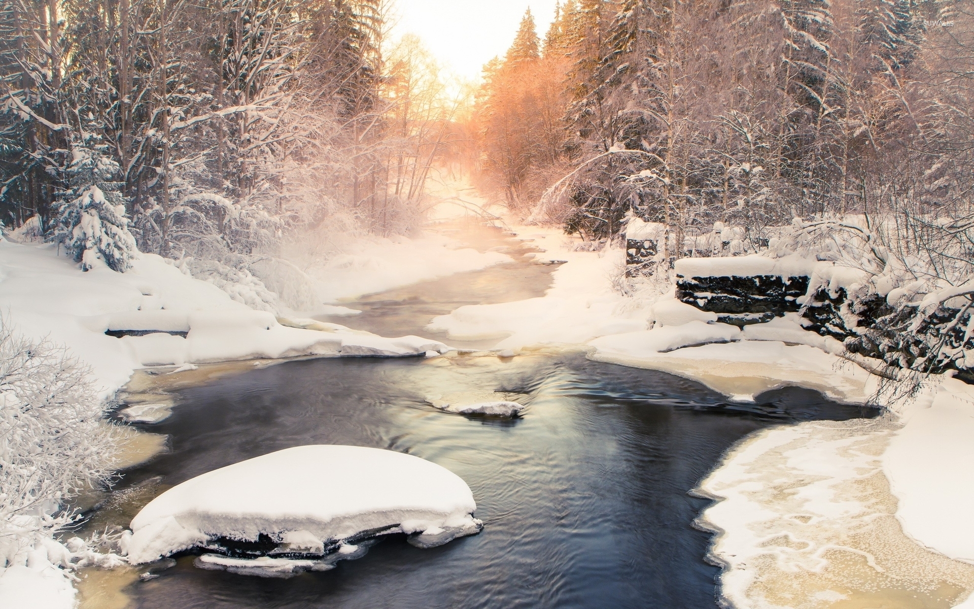 Был прийти в декабре. Зимний ручей. Зимний лес с речкой. Пейзаж зима река. Зимний пейзаж с рекой.