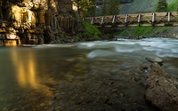 Wooden bridge across the river wallpaper 3840x2160 jpg