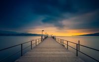 Wooden pier towards the golden sunset wallpaper 1920x1200 jpg