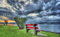 Bench on the water side wallpaper 1920x1200 jpg