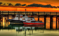Docked boats at sunset wallpaper 1920x1200 jpg