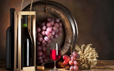 Grapes and wine wallpaper