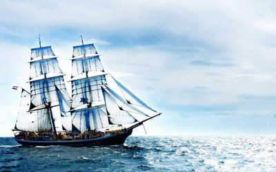 Sailing ship on the sea wallpaper