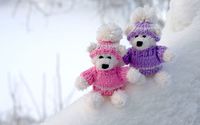 Teddy bear couple on snowy ground wallpaper 1920x1080 jpg