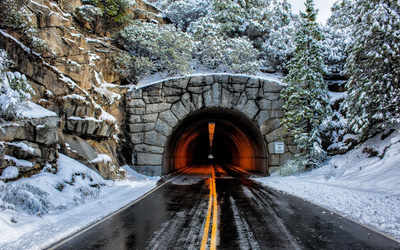 Tunnel through the mountain wallpaper