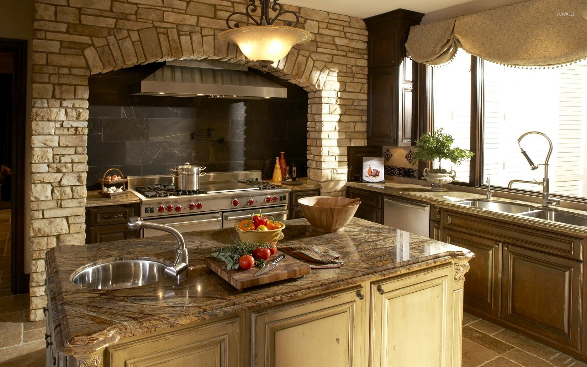 Tuscan kitchen design wallpaper - Photography wallpapers - #39888