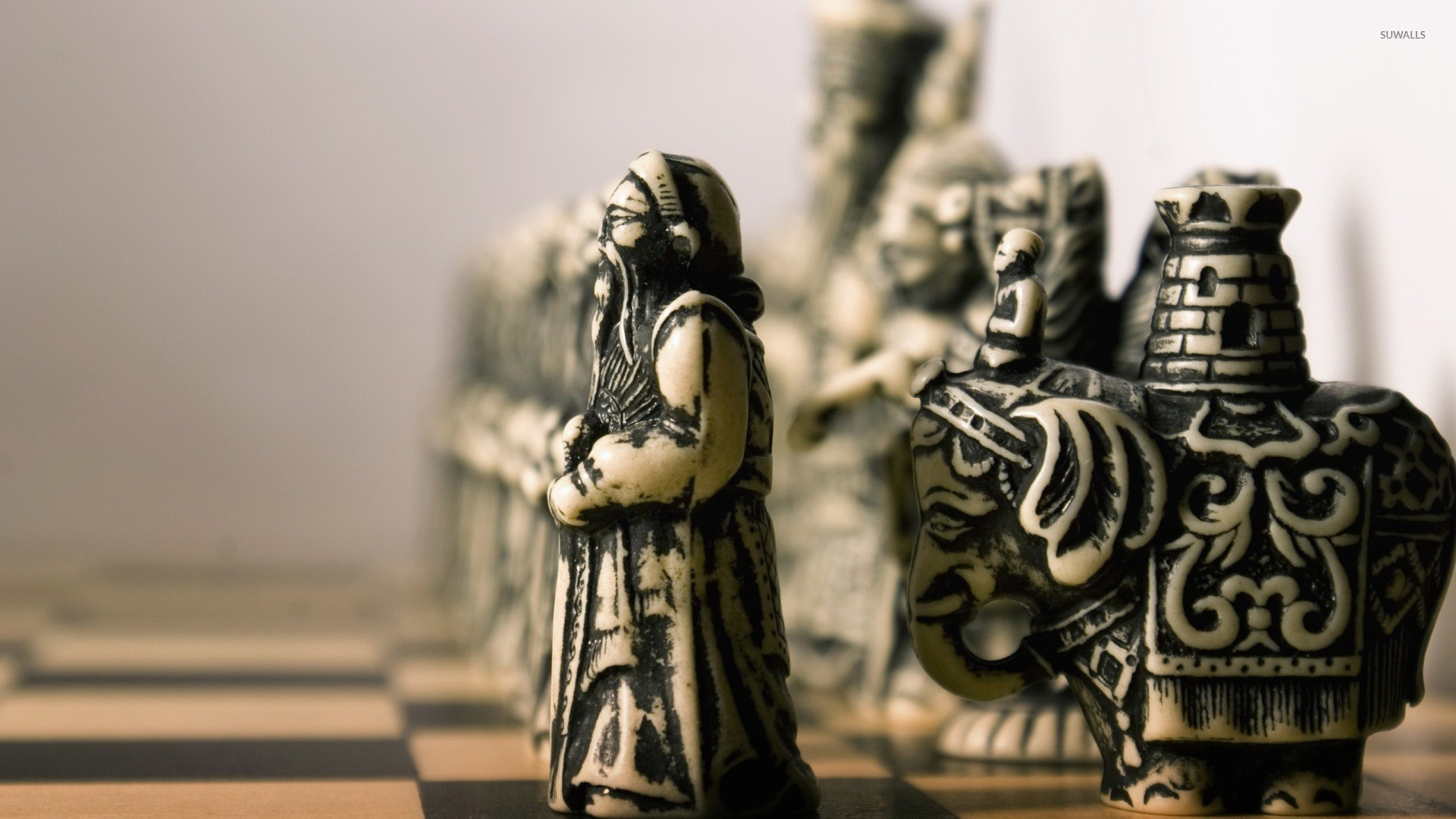 Black, white and red chess pieces wallpaper - 3D wallpapers - #53167