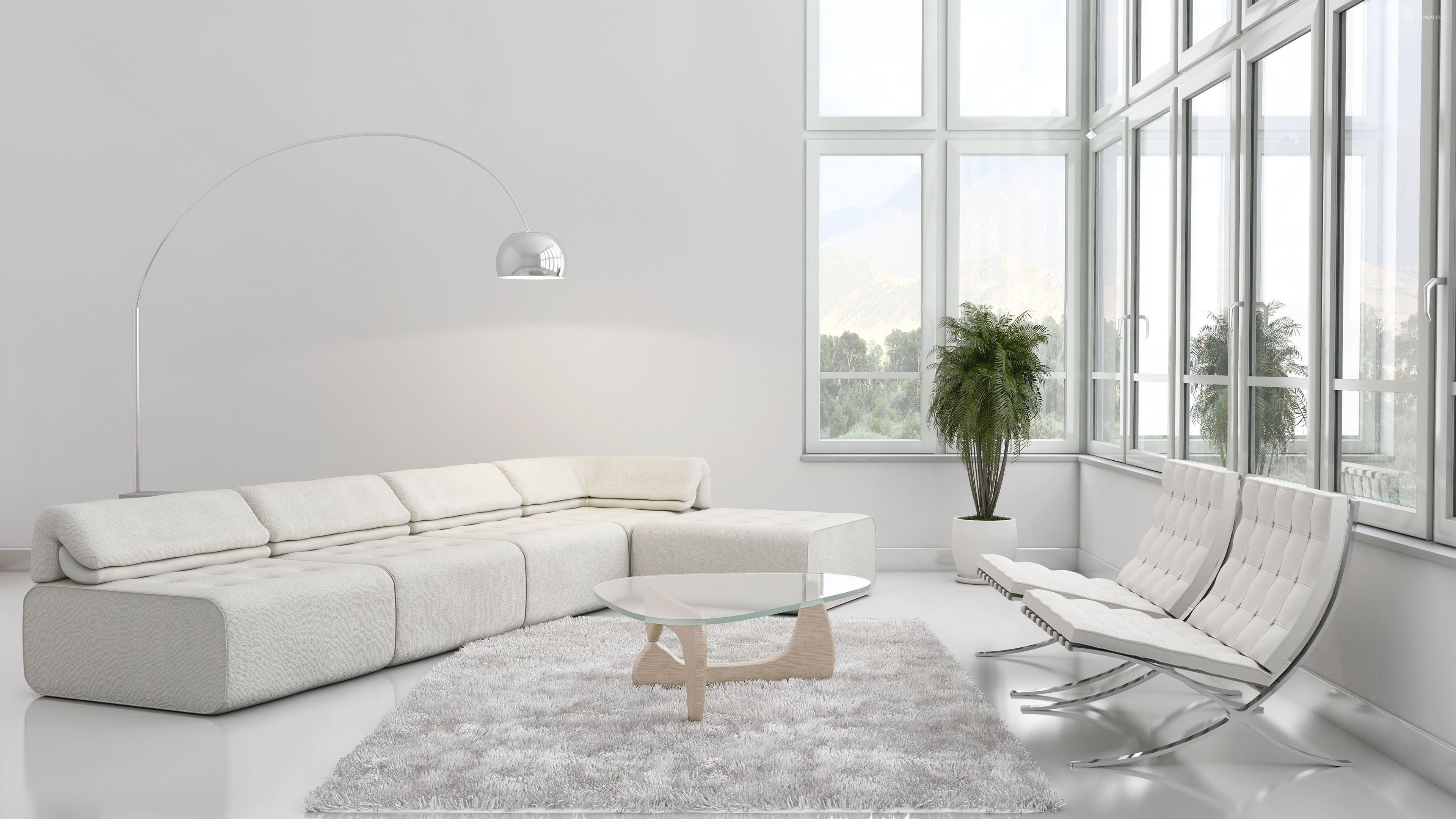 White Living Room Wallpaper