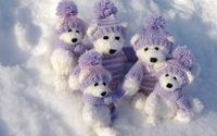 White teddy bears with purple clothes on the snow wallpaper 1920x1080 jpg