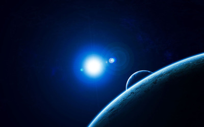 Glowing star and planet wallpaper
